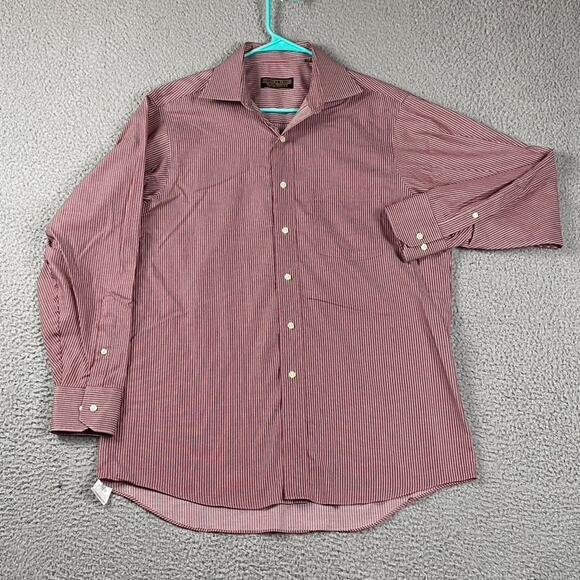 Donald J Trump Signature Collection Shirt Men's Large Red Striped Formal Causal - Picture 2 of 7